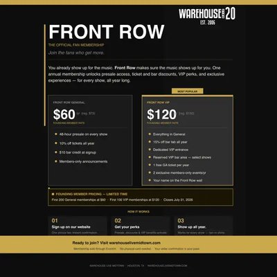 FRONT ROW MEMBERSHIP 2026-2027