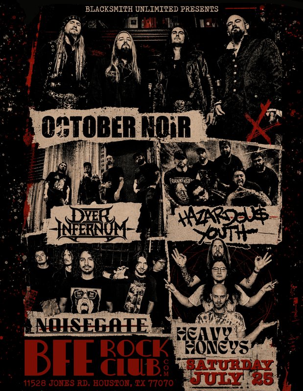 October Noir, Hazardous Youth, Dyer Infernum, NoiseGate, Heavy Honeys