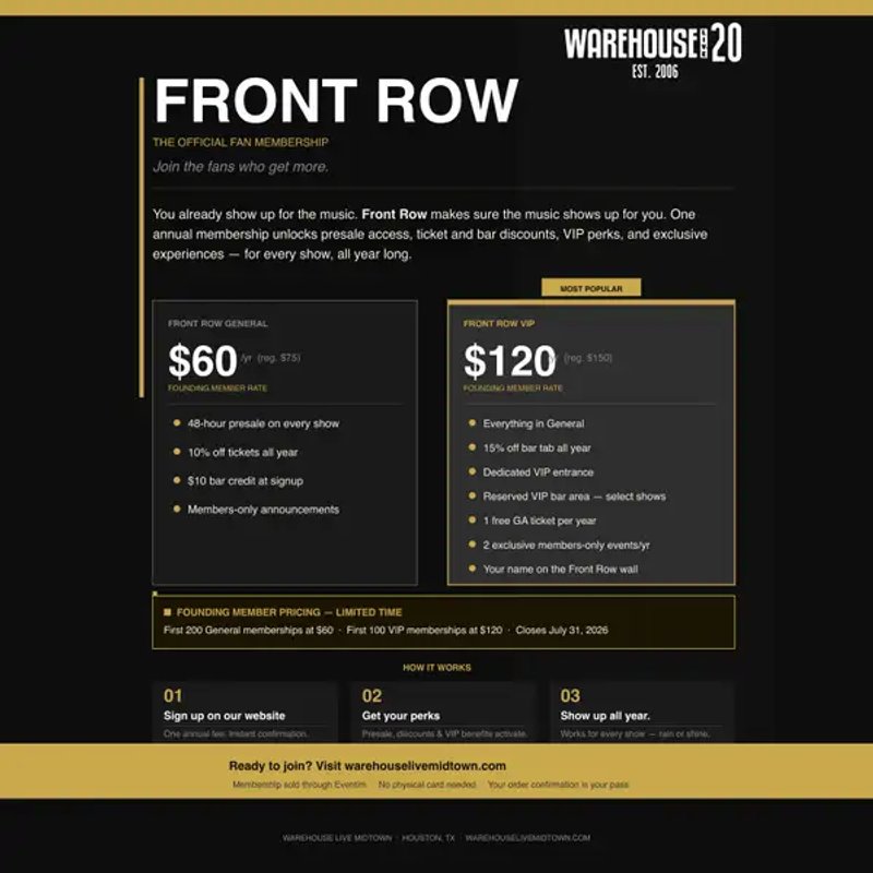 FRONT ROW MEMBERSHIP